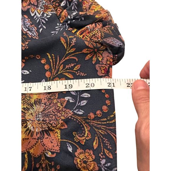 Evereve Tinslee Mesh Floral Ruffled Top Mini Skirt 2 PC Set Dark Fairy, XL - Picture 4 of 9